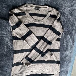 100% merino wool Gray and Black Striped Sweater